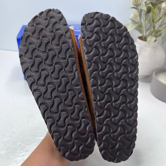 Birkenstock Arizona Suede Shearling Lined Slide Mink Women 7/Men 5/EU38 Narrow - Picture 8 of 10